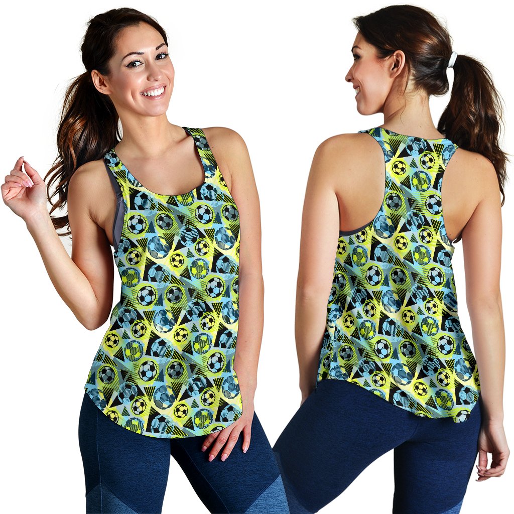 Soccer Ball Themed Print Design Women Racerback Tank Top