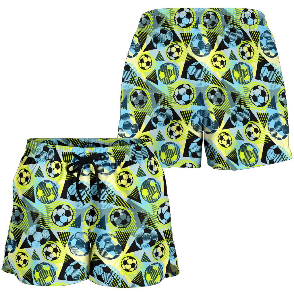 Soccer Ball Themed Print Design Women Shorts-JTAMIGO.COM