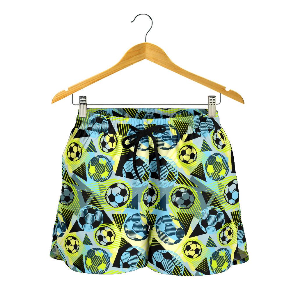 Soccer Ball Themed Print Design Women Shorts-JTAMIGO.COM