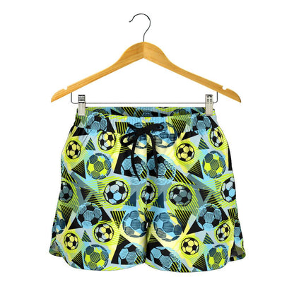 Soccer Ball Themed Print Design Women Shorts-JTAMIGO.COM