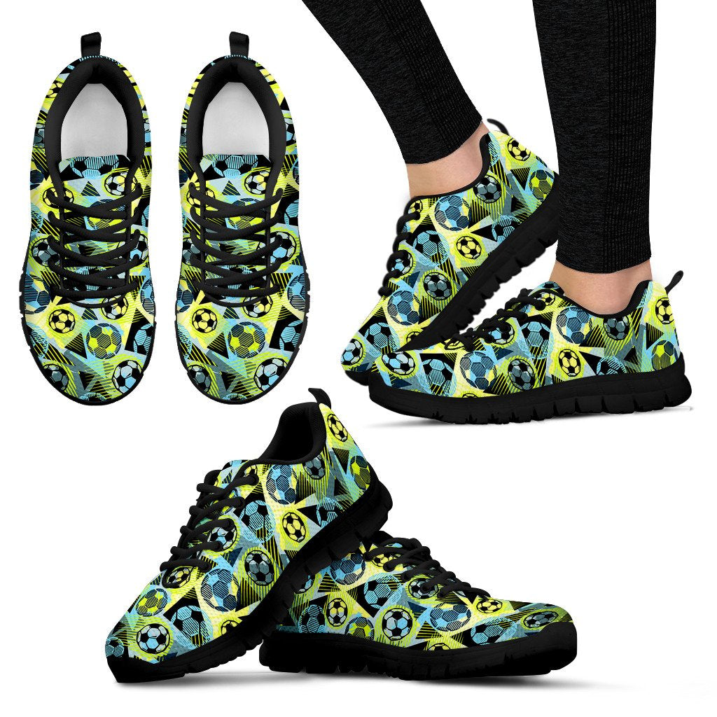 Soccer Ball Themed Print Design Women Sneakers Shoes