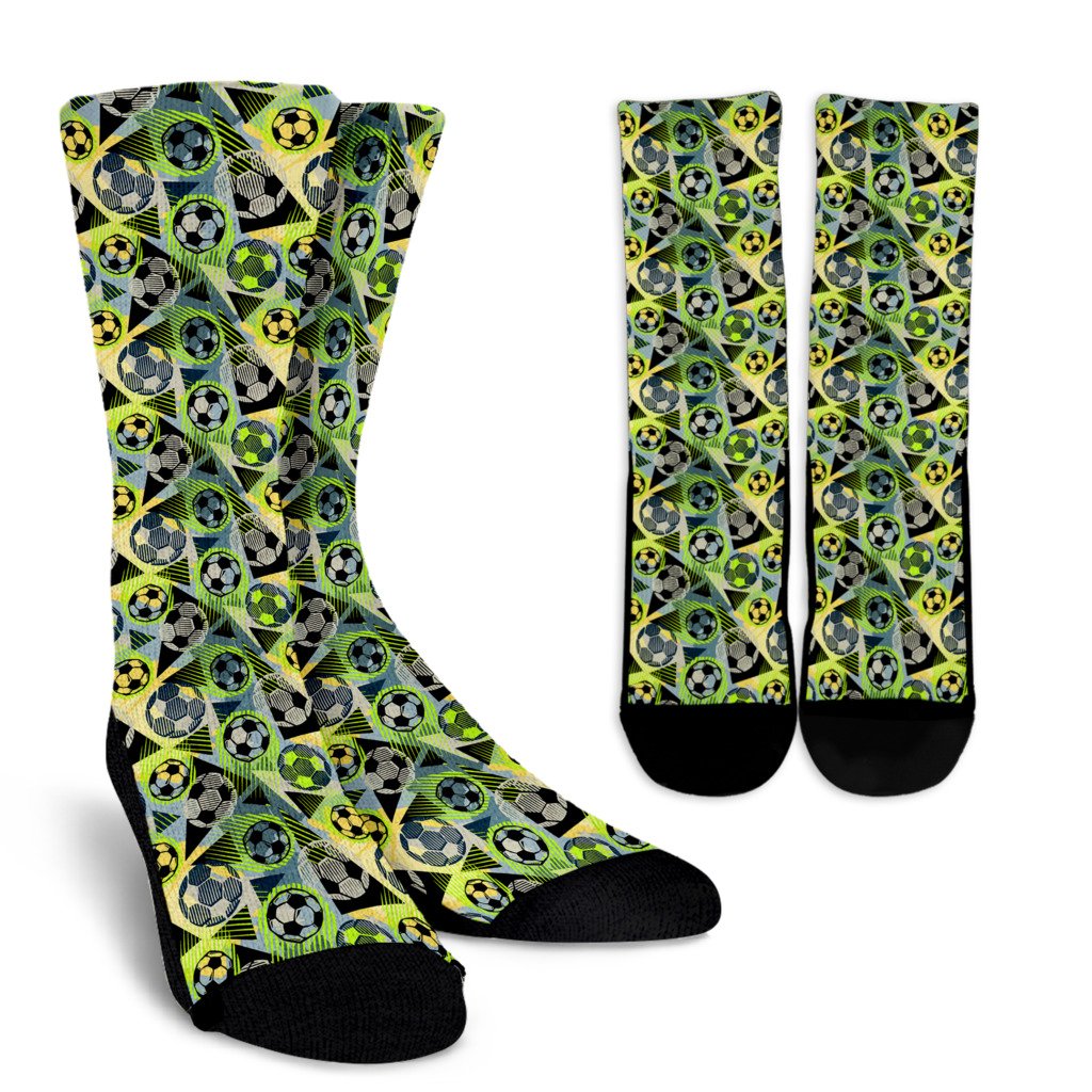 Soccer Ball Themed Print Pattern Crew Socks