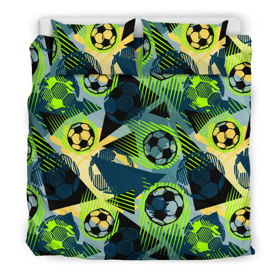 Soccer Ball Themed Print Pattern Duvet Cover Bedding Set