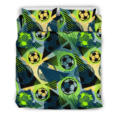 Soccer Ball Themed Print Pattern Duvet Cover Bedding Set