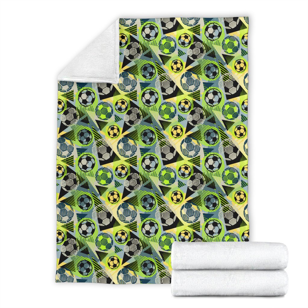 Soccer Ball Themed Print Pattern Fleece Blanket