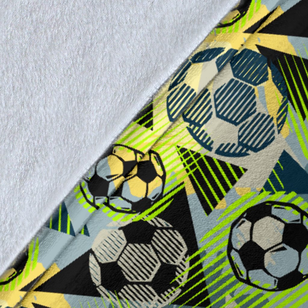 Soccer Ball Themed Print Pattern Fleece Blanket
