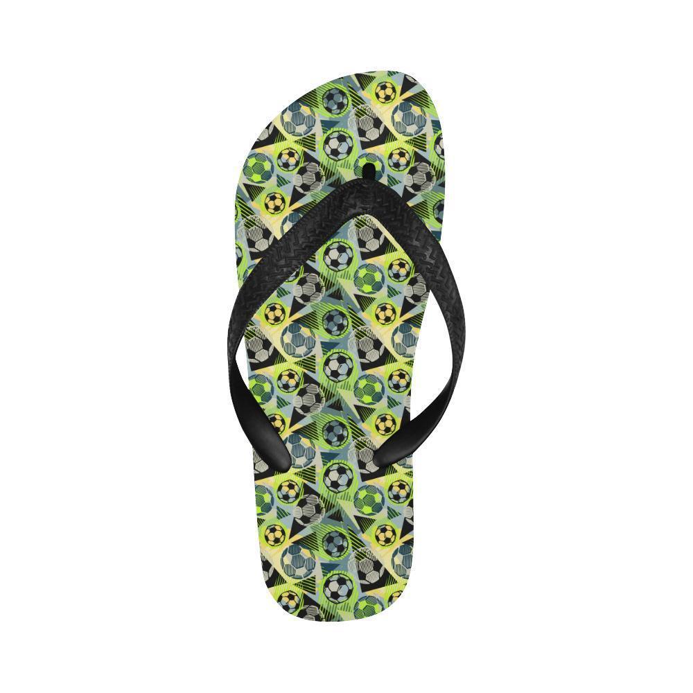 Soccer Ball Themed Print Pattern Flip Flops-JTAMIGO.COM