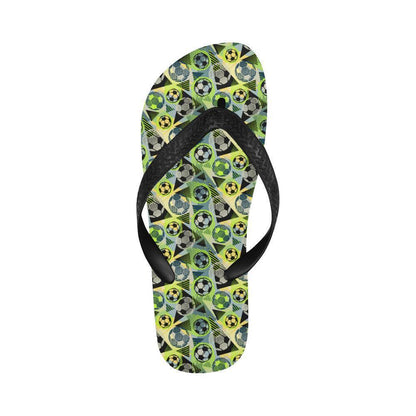 Soccer Ball Themed Print Pattern Flip Flops-JTAMIGO.COM