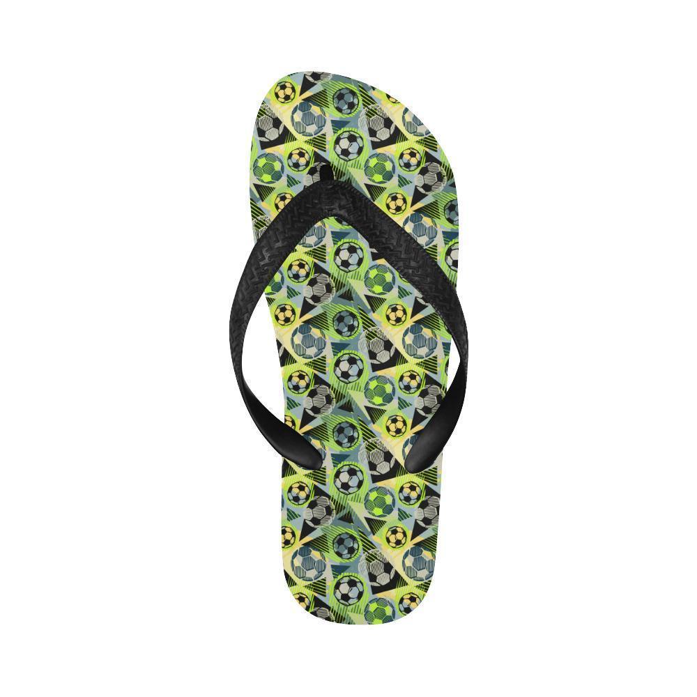 Soccer Ball Themed Print Pattern Flip Flops-JTAMIGO.COM