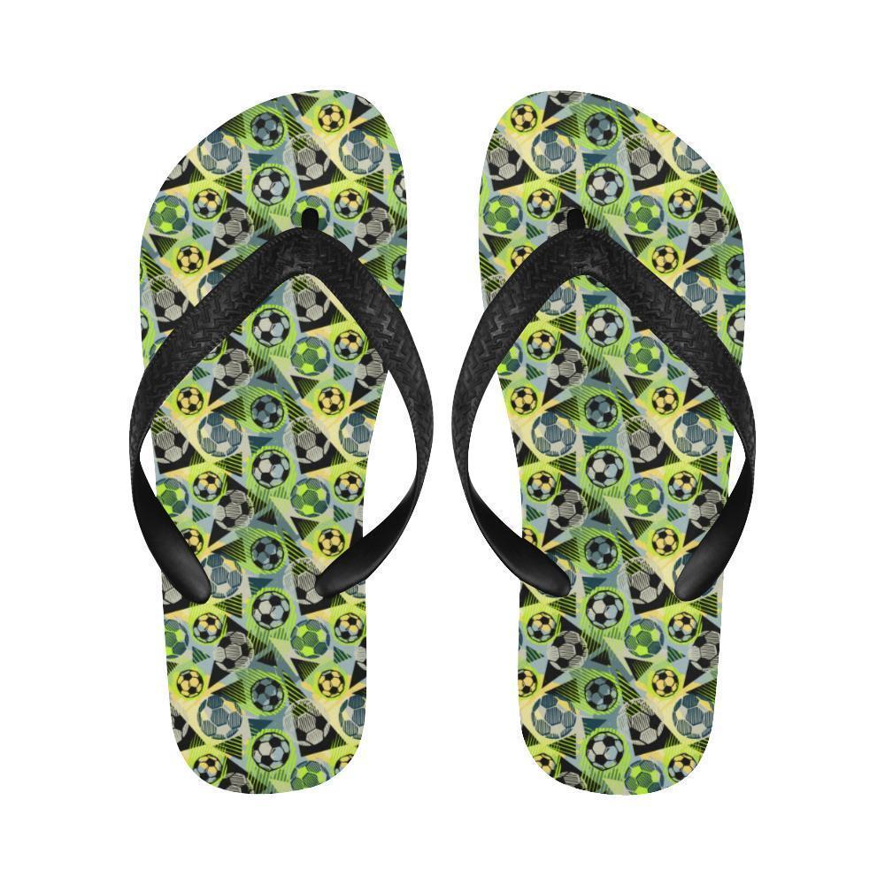 Soccer Ball Themed Print Pattern Flip Flops-JTAMIGO.COM