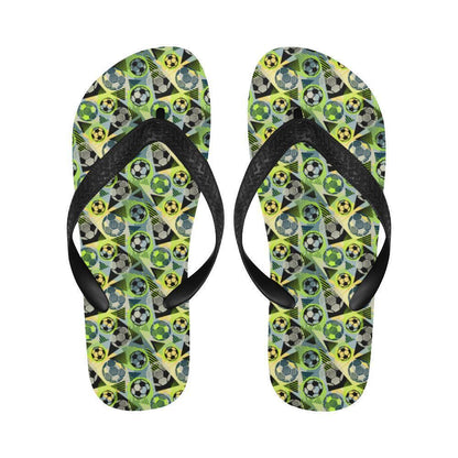 Soccer Ball Themed Print Pattern Flip Flops-JTAMIGO.COM