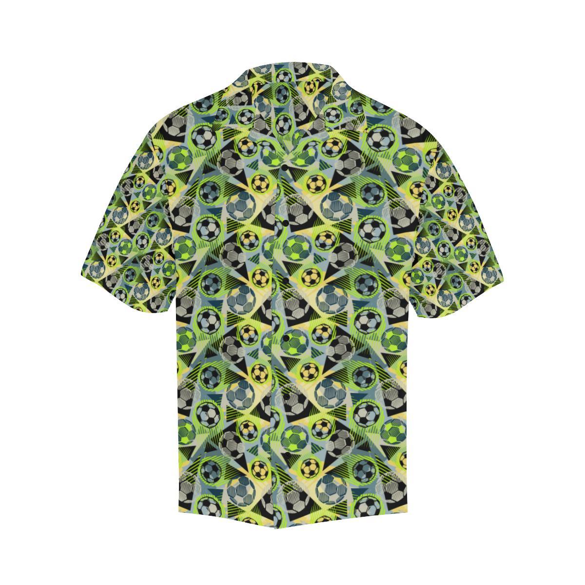 Soccer Ball Themed Print Pattern Men Aloha Hawaiian Shirt