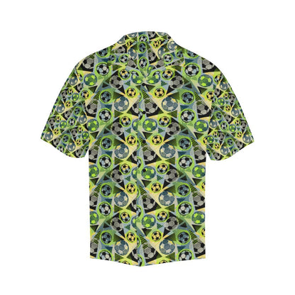 Soccer Ball Themed Print Pattern Men Aloha Hawaiian Shirt