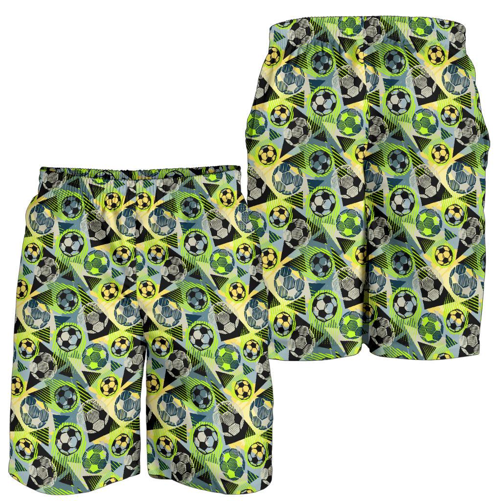 Soccer Ball Themed Print Pattern Mens Shorts-JTAMIGO.COM