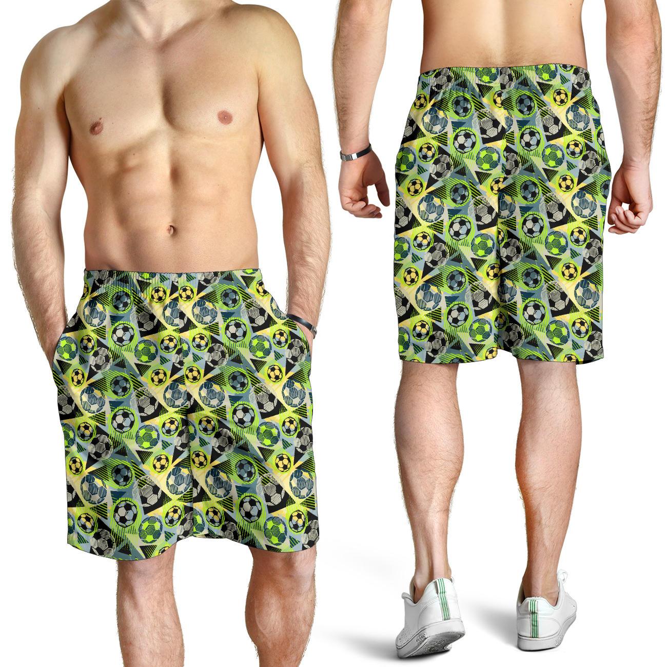 Soccer Ball Themed Print Pattern Mens Shorts-JTAMIGO.COM