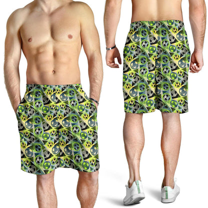 Soccer Ball Themed Print Pattern Mens Shorts-JTAMIGO.COM
