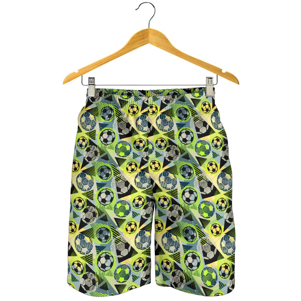 Soccer Ball Themed Print Pattern Mens Shorts-JTAMIGO.COM