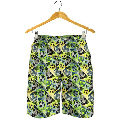 Soccer Ball Themed Print Pattern Mens Shorts-JTAMIGO.COM