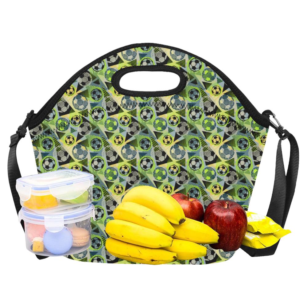 Soccer Ball Themed Print Pattern Neoprene Lunch Bag (Model 1669)(Large)-JTAMIGO.COM