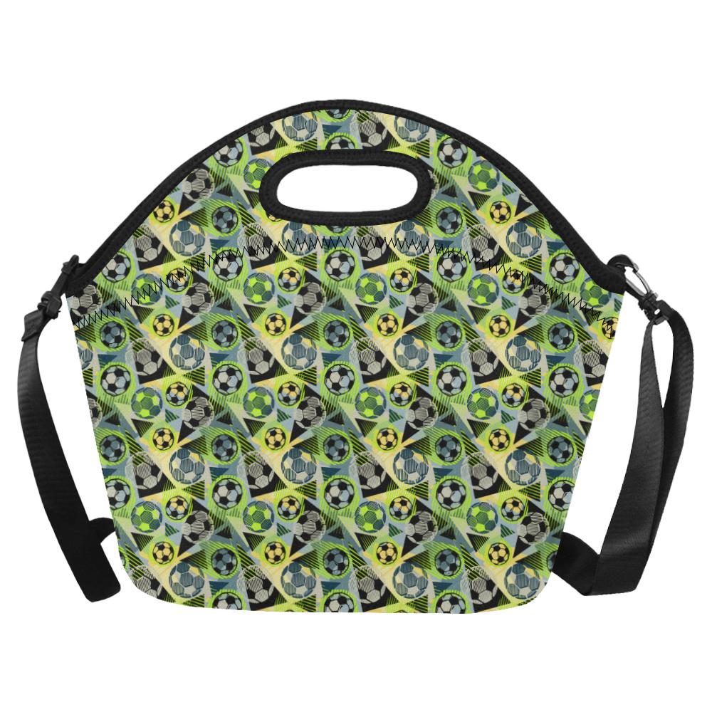 Soccer Ball Themed Print Pattern Neoprene Lunch Bag (Model 1669)(Large)-JTAMIGO.COM