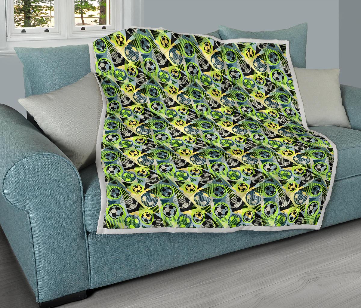 Soccer Ball Themed Print Pattern Premium Quilt-JTAMIGO.COM
