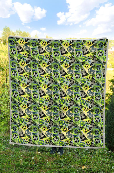 Soccer Ball Themed Print Pattern Premium Quilt-JTAMIGO.COM