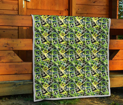 Soccer Ball Themed Print Pattern Premium Quilt-JTAMIGO.COM