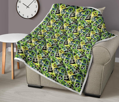 Soccer Ball Themed Print Pattern Premium Quilt-JTAMIGO.COM