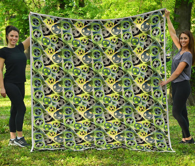 Soccer Ball Themed Print Pattern Premium Quilt-JTAMIGO.COM