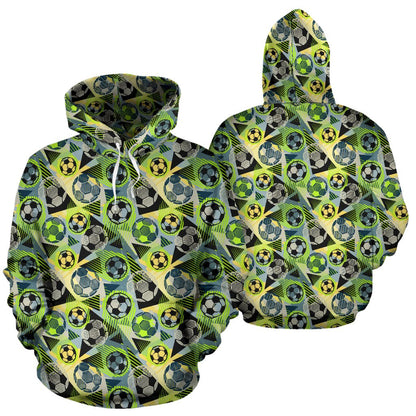 Soccer Ball Themed Print Pattern Pullover Hoodie