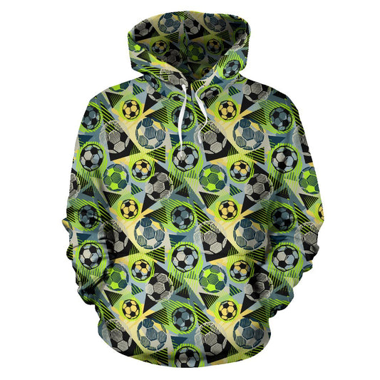 Soccer Ball Themed Print Pattern Pullover Hoodie