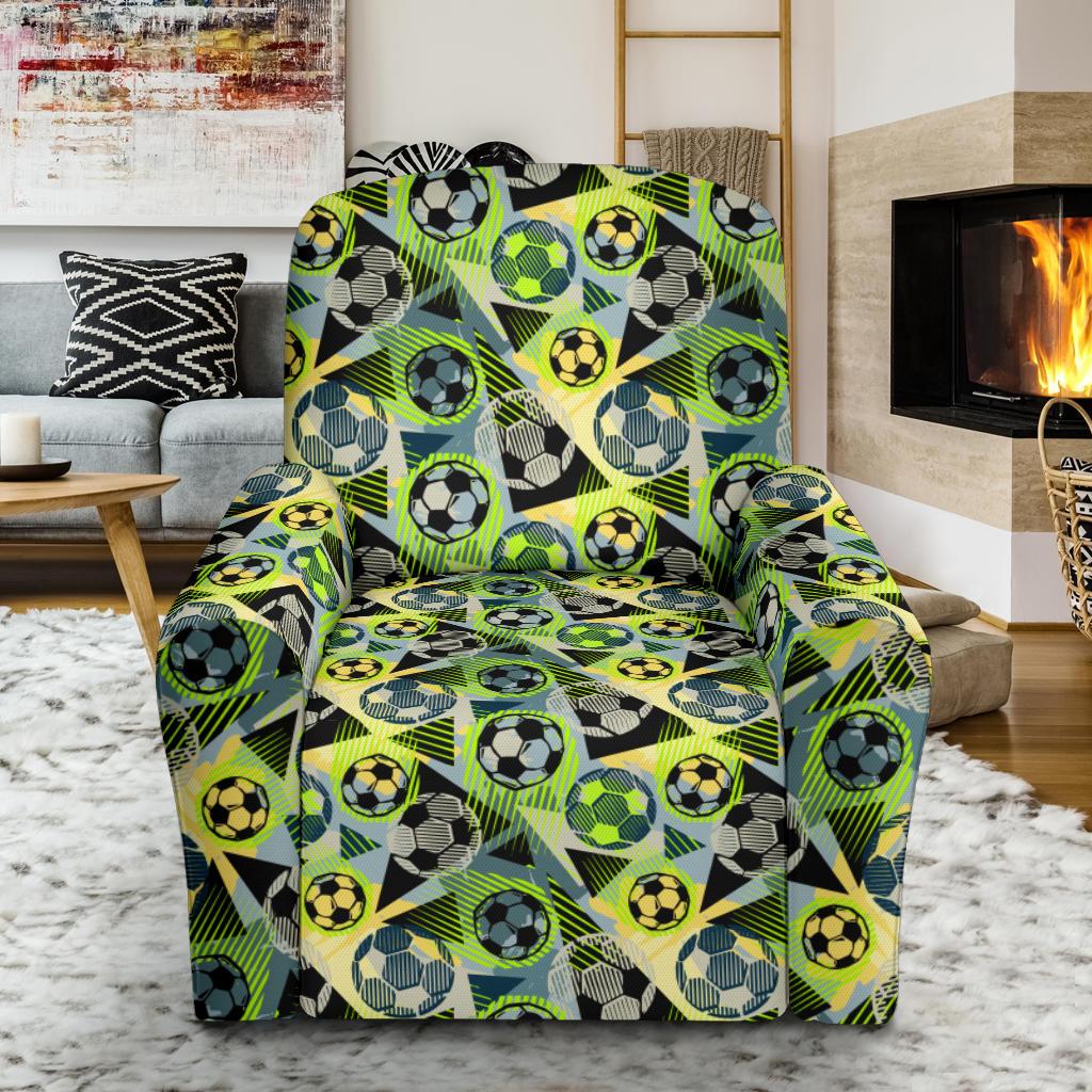 Soccer Ball Themed Print Pattern Single Sofa Slipcover -JTAMIGO.COM