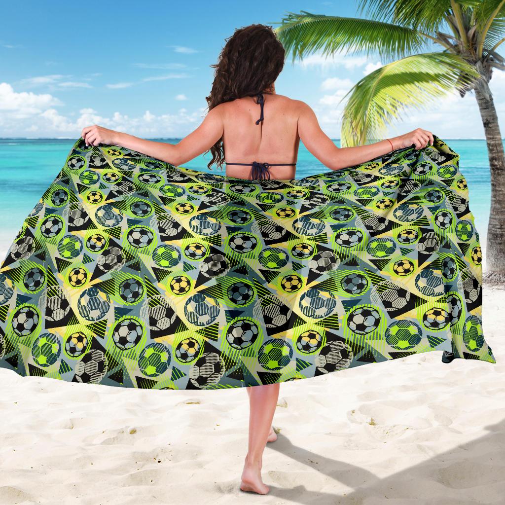 Soccer Ball Themed Print Pattern Sarong Pareo Wrap
