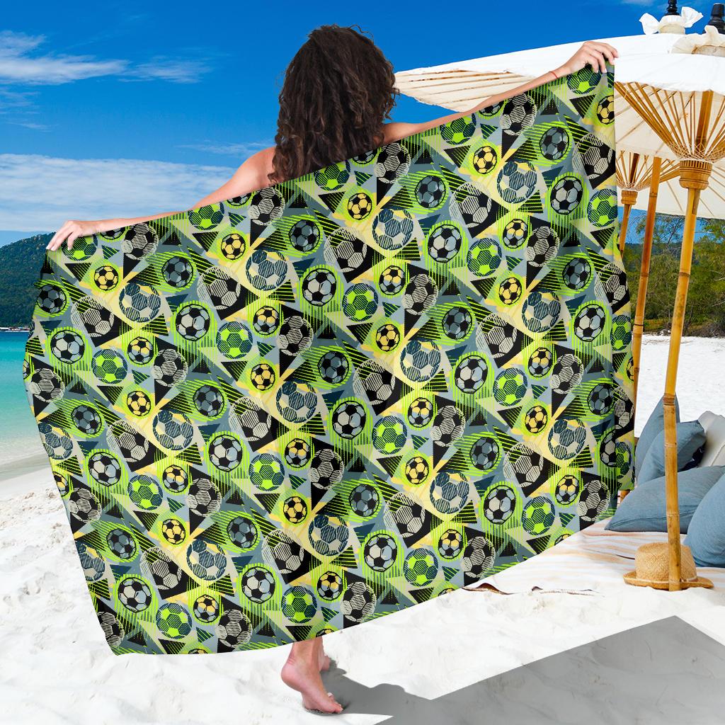 Soccer Ball Themed Print Pattern Sarong Pareo Wrap