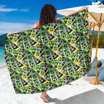 Soccer Ball Themed Print Pattern Sarong Pareo Wrap