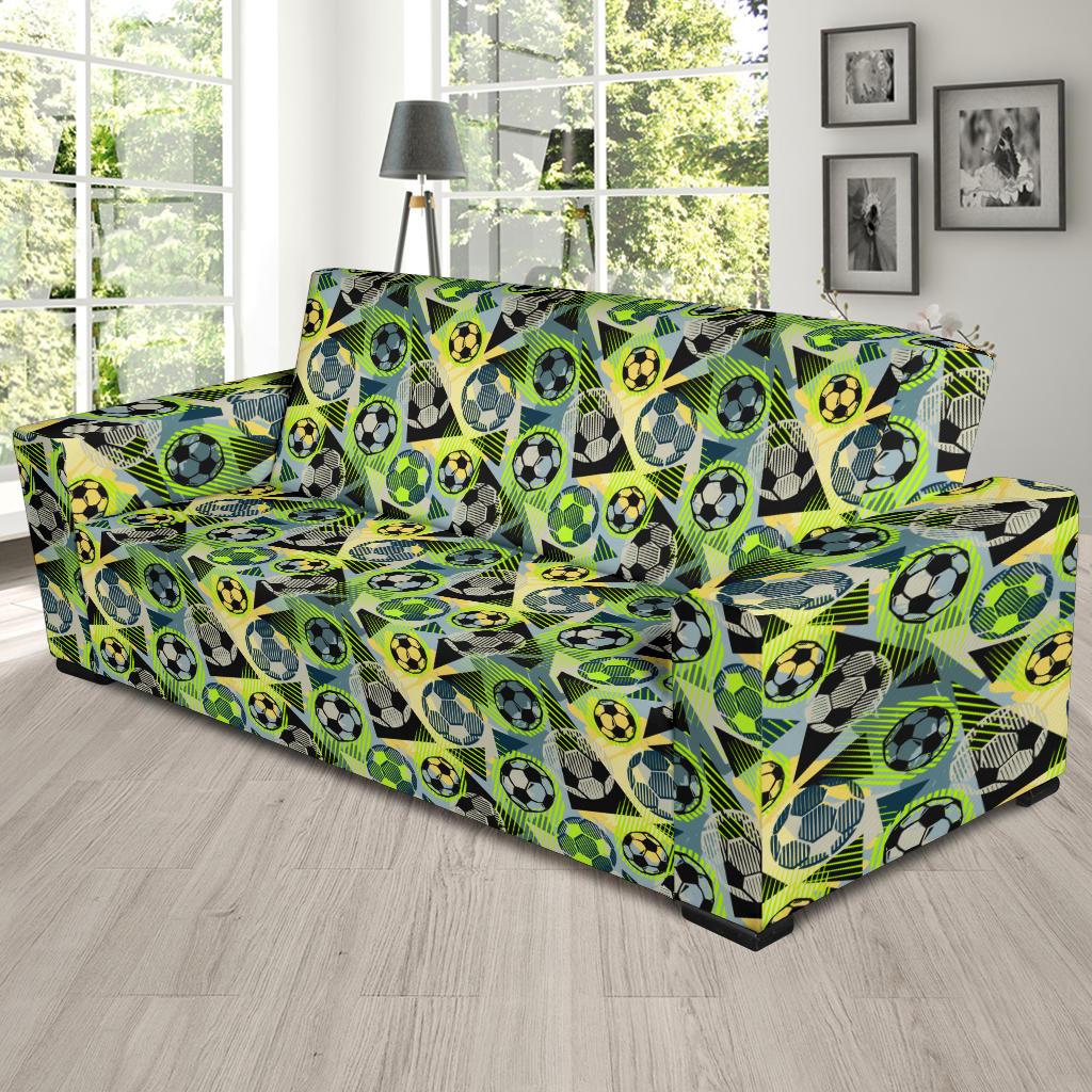 Soccer Ball Themed Print Pattern Sofa Slipcover-JTAMIGO.COM