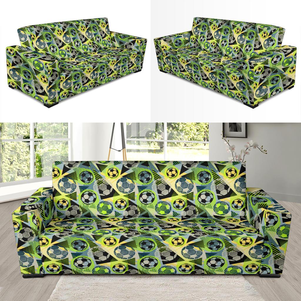 Soccer Ball Themed Print Pattern Sofa Slipcover-JTAMIGO.COM
