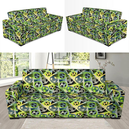 Soccer Ball Themed Print Pattern Sofa Slipcover-JTAMIGO.COM