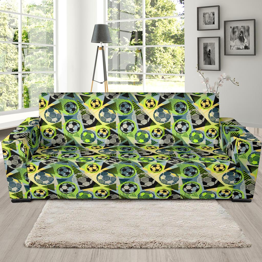 Soccer Ball Themed Print Pattern Sofa Slipcover-JTAMIGO.COM