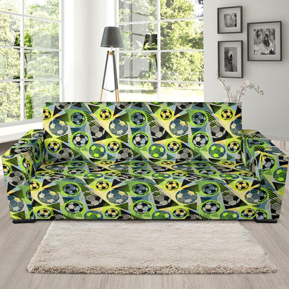 Soccer Ball Themed Print Pattern Sofa Slipcover-JTAMIGO.COM