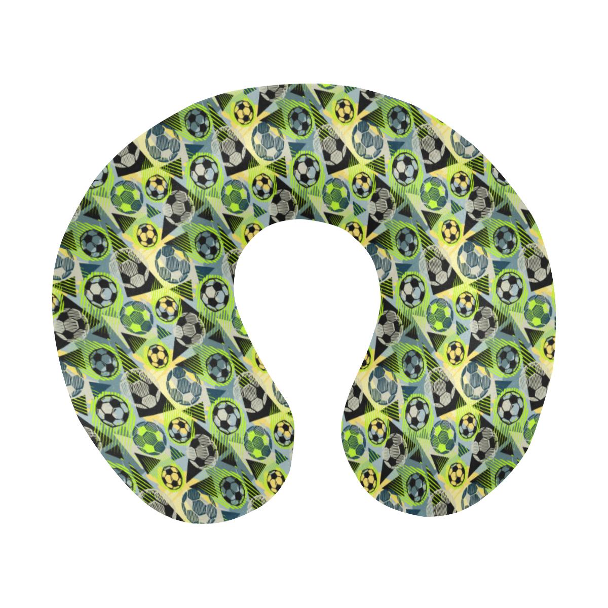Soccer Ball Themed Print Pattern U-Shaped Travel Neck Pillow-JTAMIGO.COM