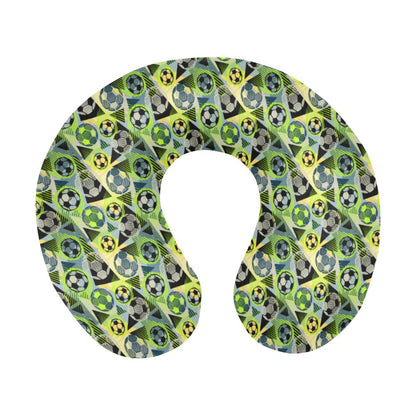 Soccer Ball Themed Print Pattern U-Shaped Travel Neck Pillow-JTAMIGO.COM