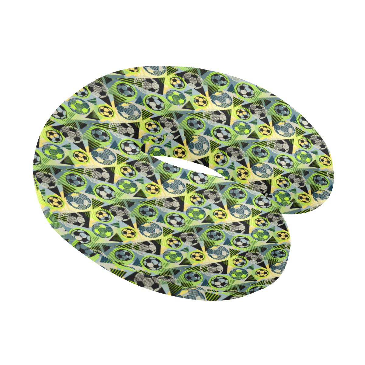 Soccer Ball Themed Print Pattern U-Shaped Travel Neck Pillow-JTAMIGO.COM