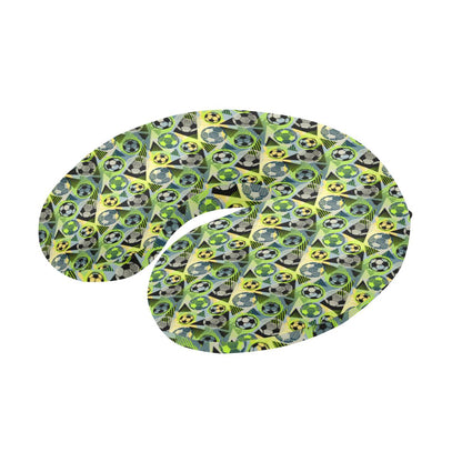 Soccer Ball Themed Print Pattern U-Shaped Travel Neck Pillow-JTAMIGO.COM