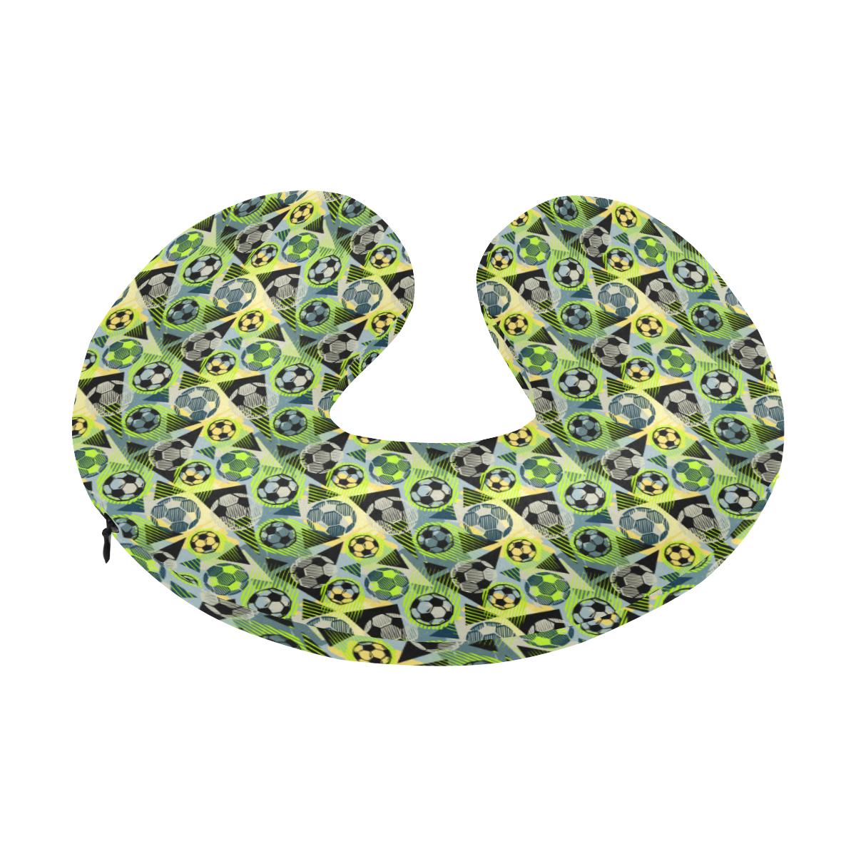 Soccer Ball Themed Print Pattern U-Shaped Travel Neck Pillow-JTAMIGO.COM