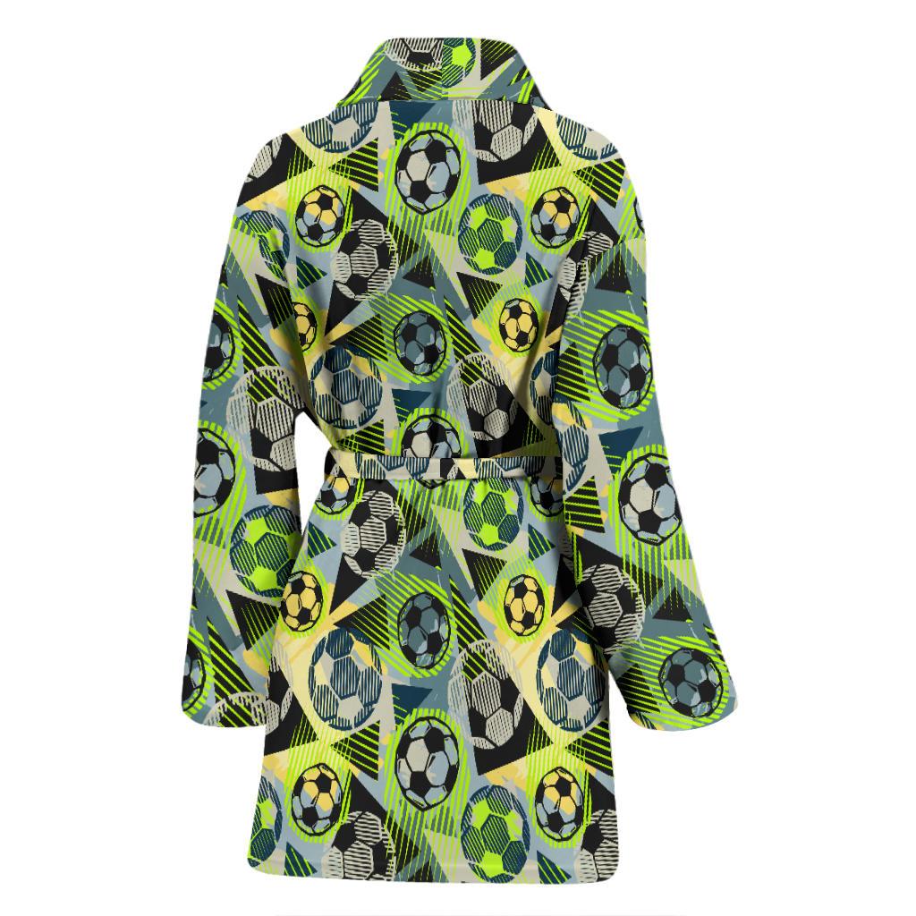 Soccer Ball Themed Print Pattern Women Bath Robe-JTAMIGO.COM
