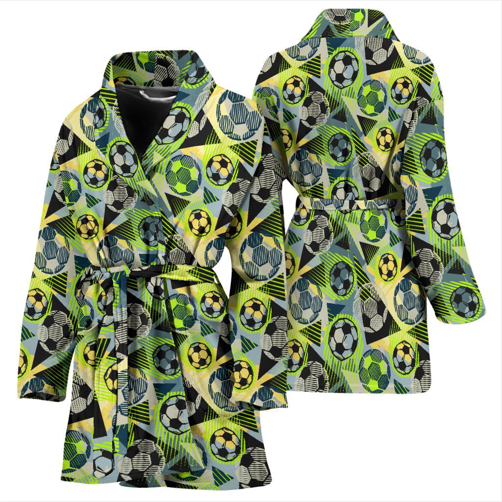 Soccer Ball Themed Print Pattern Women Bath Robe-JTAMIGO.COM