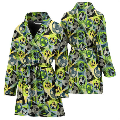 Soccer Ball Themed Print Pattern Women Bath Robe-JTAMIGO.COM