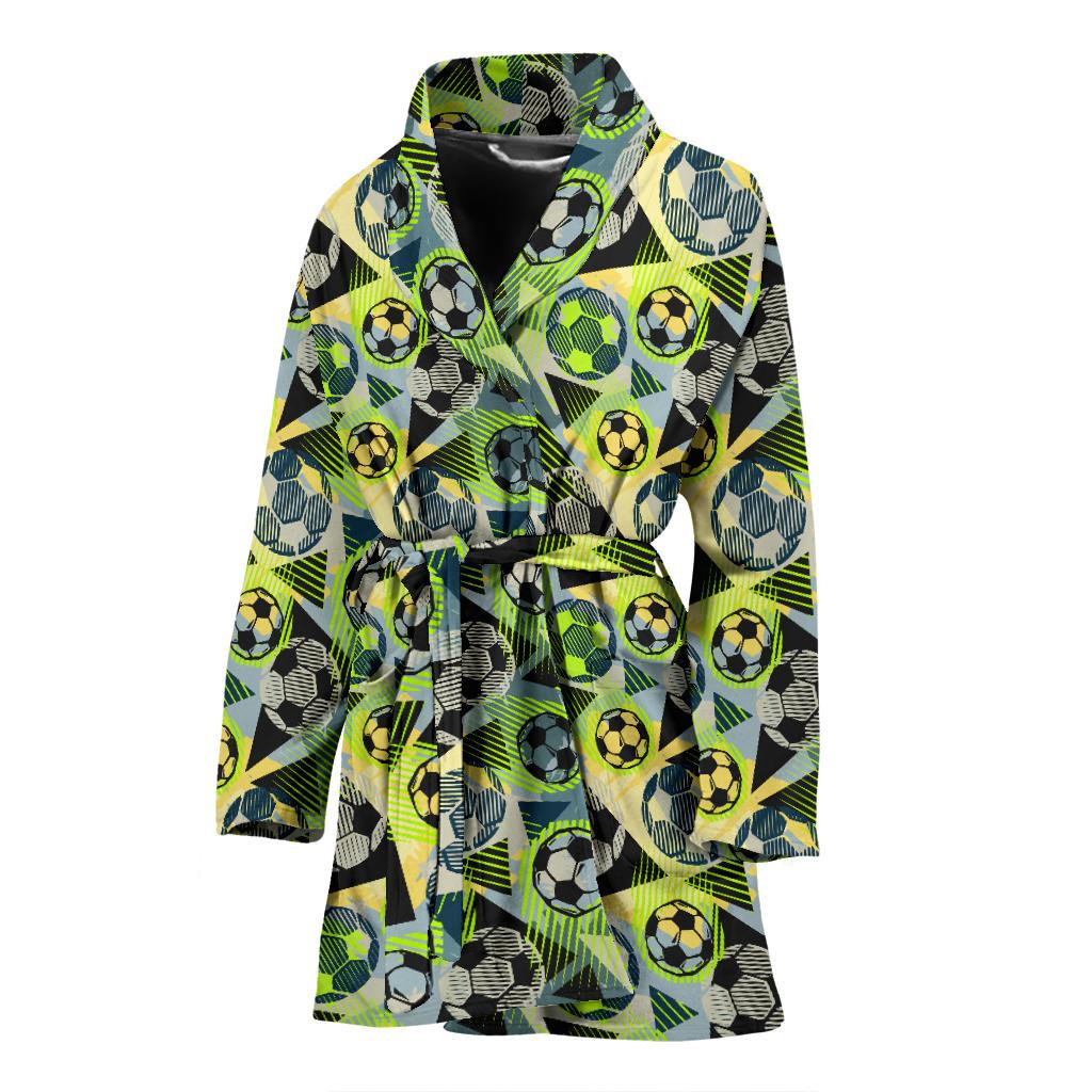 Soccer Ball Themed Print Pattern Women Bath Robe-JTAMIGO.COM