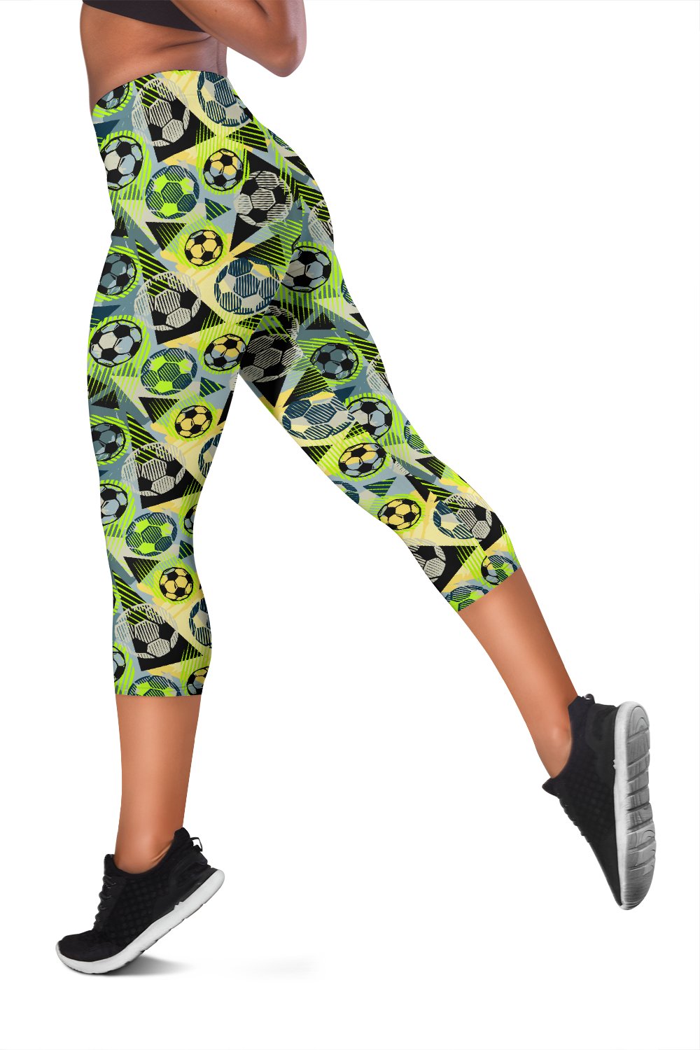 Soccer Ball Themed Print Pattern Women Capris